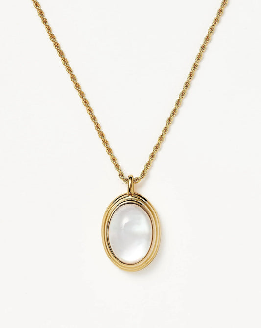 SAVI RIDGE OVAL GEMSTONE PENDANT NECKLACE