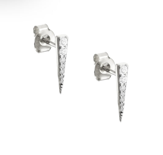 LONG PAVE DAGGER STUD EARRINGS