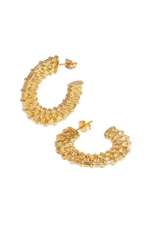 MEDIUM FLAT RAFFIA HOOP EARRINGS