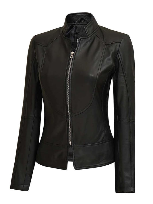 Amy Women's Black Fitted Leather Jacket