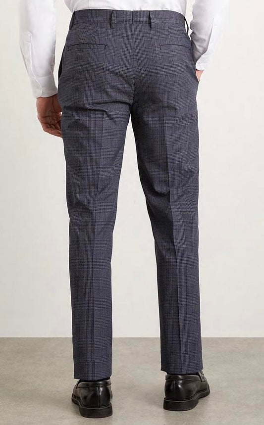 Slim Fit Navy Overcheck Suit Trousers size 34S