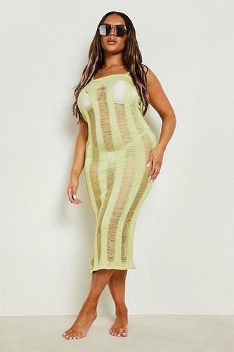 PLUS LADDER KNIT STRAPPY BEACH DRESS uk18/ uk14