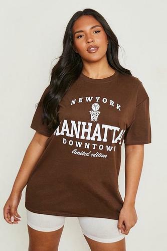 PLUS MANHATTAN SLOGAN OVERSIZED T-SHIRT uk28/ us24