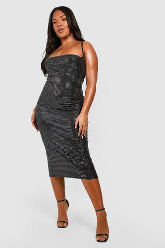 PLUS METALLIC COWL NECK MIDI DRESS uk22/ us18