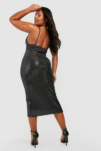 PLUS METALLIC COWL NECK MIDI DRESS uk22/ us18