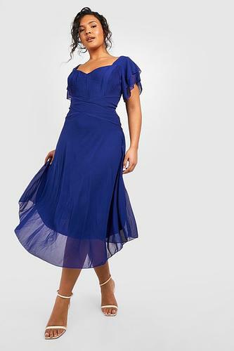 PLUS OCCASION ANGEL SLEEVE CHIFFON MIDI DRESS uk22/ us18