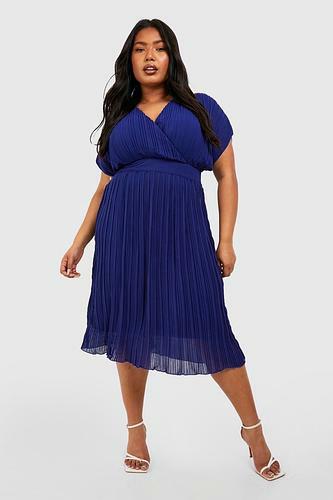 PLUS OCCASION PLEATED WRAP MIDI DRESS uk20/ us16