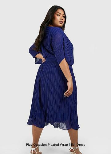 PLUS OCCASION PLEATED WRAP MIDI DRESS uk20/ us16