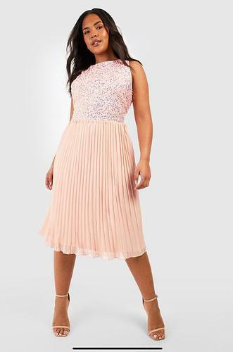 PLUS OCCASION SEQUIN CONTRAST MIDI DRESS - uk 18 - us 14