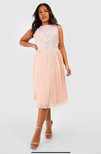 PLUS OCCASION SEQUIN CONTRAST MIDI DRESS - uk 18 - us 14