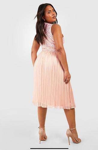 PLUS OCCASION SEQUIN CONTRAST MIDI DRESS - uk 18 - us 14