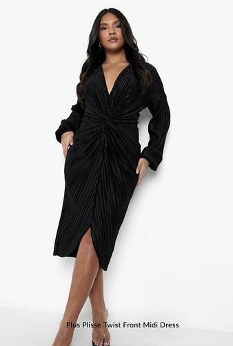 PLUS PLISSE TWIST FRONT MIDI DRESS uk22/ us18