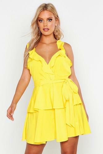 PLUS RUFFLE TIE WAIST SKATER DRESS uk22/ us18