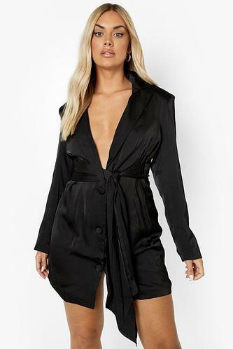 PLUS SATIN BELTED BLAZER DRESS uk28/ us24