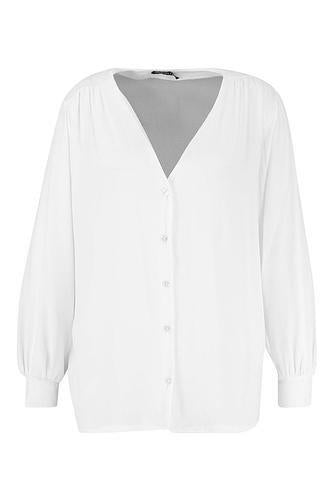 PLUS WOVEN BUTTON THROUGH COLLARLESS SHIRT uk20/ us16