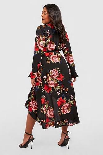 PLUS WRAP FLORAL MIDI DRESS uk16/ us12