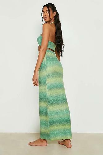 PREMIUM OMBRE KNITTED HALTER AND MAXI SKIRT SET size S