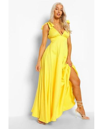 TIE SHOULDER PLUNGE MAXI DRESS uk10/ us6