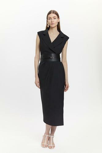 Wool Blend Statement Belted Midi Dress uk10/ us6