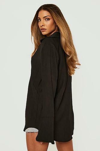 CRINKLE RELAXED FIT DEEP CUFF LONGLINE SHIRT uk14/ us10