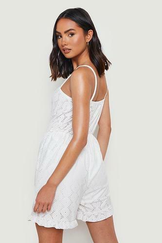 EYELET FRILL HEM ROMPER uk8/ us4