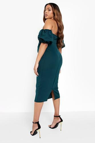 MATERNITY CROSS FRONT PUFF SLEEVE DRESS uk12/ us8