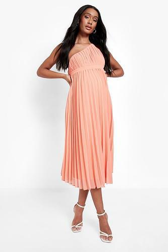 MATERNITY OCCASION ONE SHOULDER PLEATED MIDI DRESS uk16/ us12