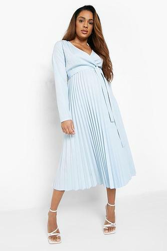 MATERNITY OCCASION PLEATED WRAP MIDI DRESS uk14/ us10