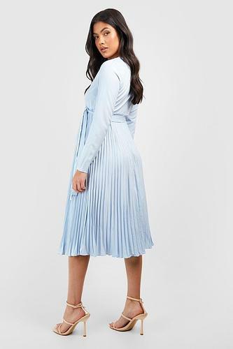 MATERNITY OCCASION PLEATED WRAP MIDI DRESS uk14/ us10