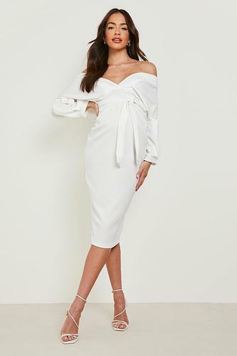 MATERNITY OFF THE SHOULDER WRAP MIDI DRESS uk20/ us16