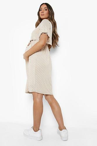 MATERNITY POLKA DOT NURSING SMOCK DRESS uk16/ us12