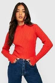 PETITE TWO TONE KNIT CUT OUT HIGH NECK TOP uk8/ us4