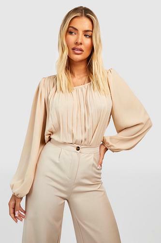 PLEATED VOLUME SLEEVE WOVEN BLOUSE uk8/ us4