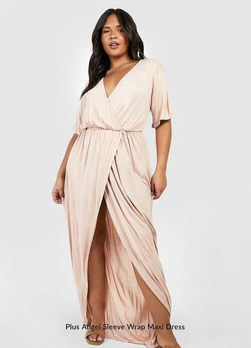 PLUS ANGEL SLEEVE WRAP MAXI DRESS uk20/ us16