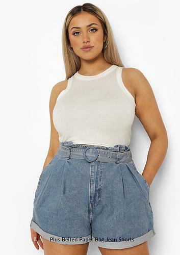 PLUS BELTED PAPER BAG JEAN SHORTS uk20/ us16