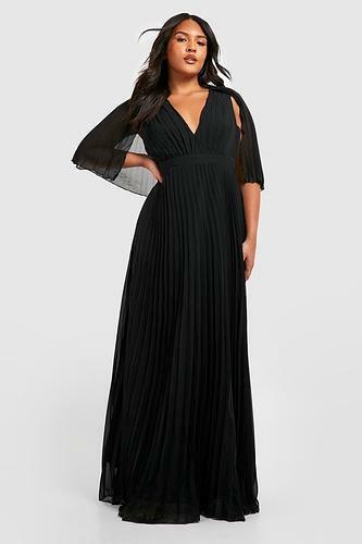 PLUS BRIDESMAID PLEATED CAPE MAXI DRESS uk20/ us16