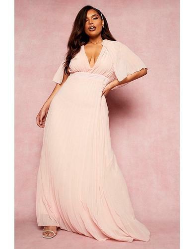 PLUS BRIDESMAID PLEATED CAPE MAXI DRESS uk22/ us18