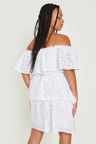 PLUS BRODERIE RUFFLE BARDOT SKATER DRESS uk18/ us14