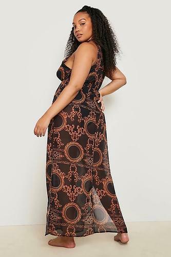 PLUS CHAIN PRINT MAXI BEACH DRESS uk24/ us20