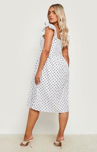 PLUS COTTON POLKA DOT MIDI DRESS - uk 28 - us 24