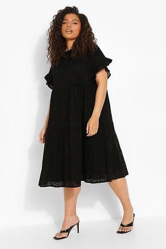 PLUS EYELET ANGLAISE TIERED MIDI DRESS uk18/ us14