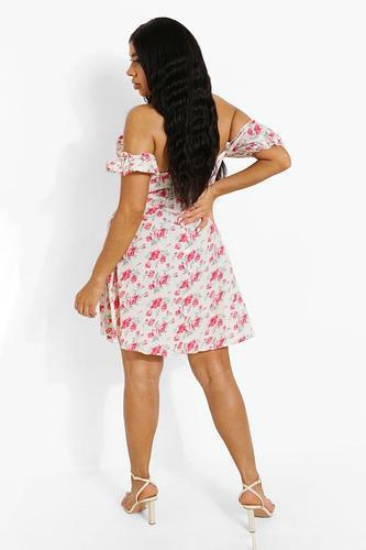 PLUS FLORAL CORSET RUFFLE DETAIL MINI DRESS uk26/ us22