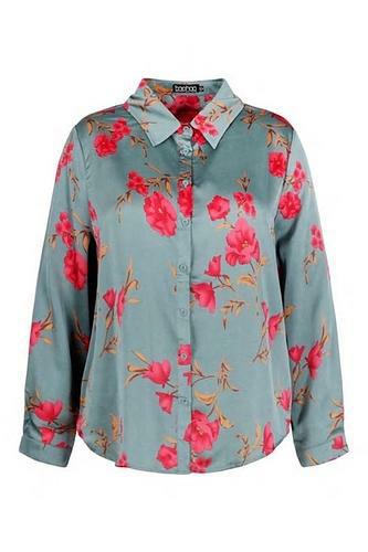 PLUS FLORAL PRINT SATIN SHIRT uk18/ us14