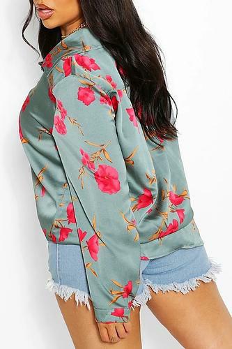 PLUS FLORAL PRINT SATIN SHIRT uk18/ us14